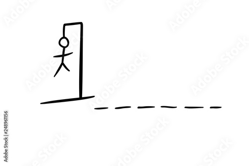 Drawing of an unsolved hangman game, vector illustration