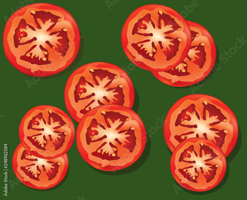 Slices of red tomatoes