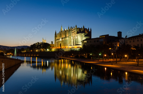 Historic Palma Majorca Cathedral La Seu in blue hour