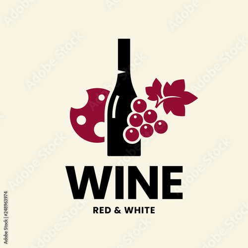 Modern wine vector logo sign for tavern, restaurant, house, shop, store, club and cellar isolated on light background. Premium quality vinery logotype illustration. Fashion brand badge design template