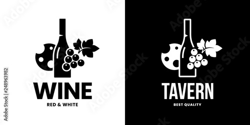 Modern wine vector isolated logo sign for pub, tavern, restaurant, house, shop, store, club and cellar. Premium quality vinery logotype illustration set. Fashion brand badge design template bundle.
