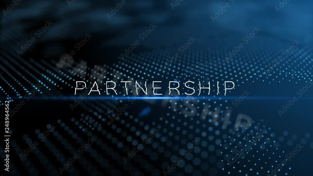 Partnership modern intro 3D animation with lens flare and depth of field focus blur	
