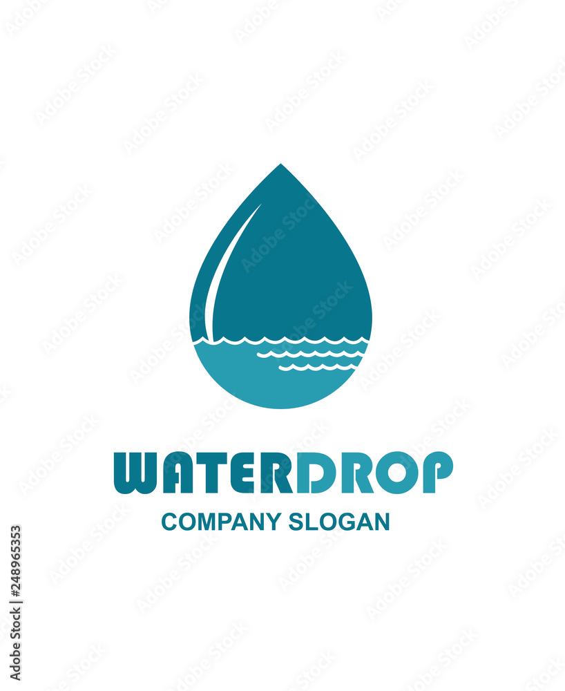 water drop icon with waves isolated on white background water drop icon with waves isolated on white background