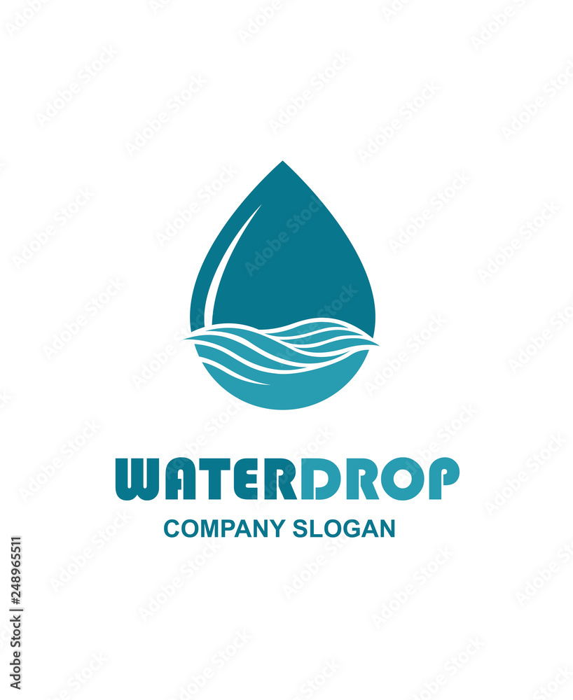 water drop icon with waves isolated on white background water drop icon with waves isolated on white background