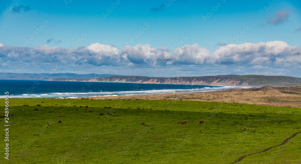 Point Reyes National Park on a Cold February day with clouds in the blue sky Point Reyes National Park on a Cold February day with clouds in the blue sky
