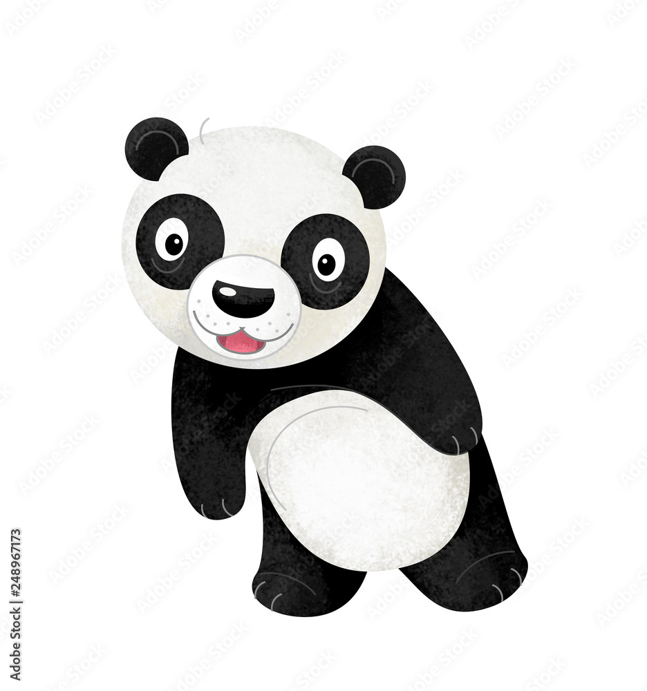 Naklejka premium kreskówka scena z misiem panda na białym tle - ilustracja dla dzieci