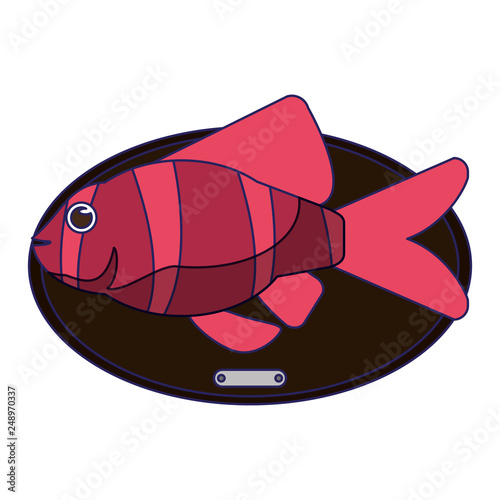 Fish haunted in wooden frame