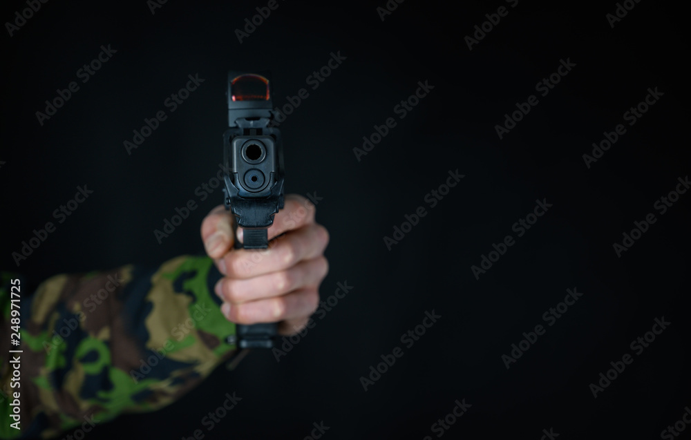 custom made wallpaper toronto digitalSoldier holds gun in the hand