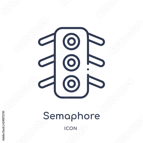 semaphore traffic lights icon from tools and utensils outline collection. Thin line semaphore traffic lights icon isolated on white background.