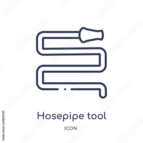 hosepipe tool to extinguish fire or gardening icon from tools and utensils outline collection. Thin line hosepipe tool to extinguish fire or gardening icon isolated on white background.
