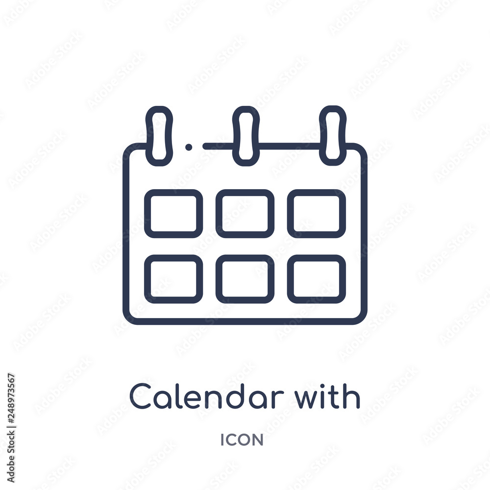 calendar with six days icon from tools and utensils outline collection. Thin line calendar with six days icon isolated on white background. calendar with six days icon from tools and utensils outline collection. Thin line calendar with six days icon isolated on white background.