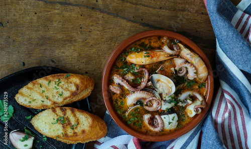 Caldereta (Spanish seafood stew), traditional northern Spanish seafood meal
