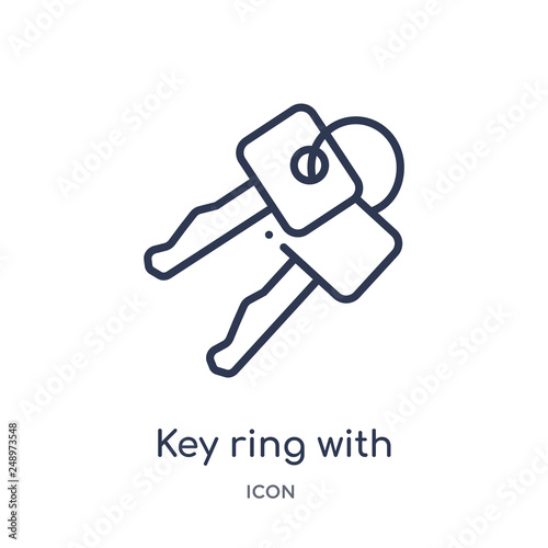 key ring with two keys icon from tools and utensils outline collection. Thin line key ring with two keys icon isolated on white background.