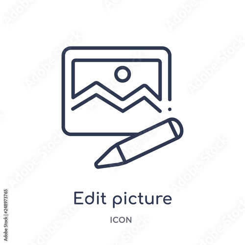 edit picture icon from tools and utensils outline collection. Thin line edit picture icon isolated on white background.