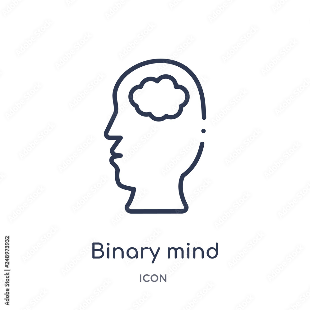 binary mind icon from technology outline collection. Thin line binary mind icon isolated on white background. binary mind icon from technology outline collection. Thin line binary mind icon isolated on white background.