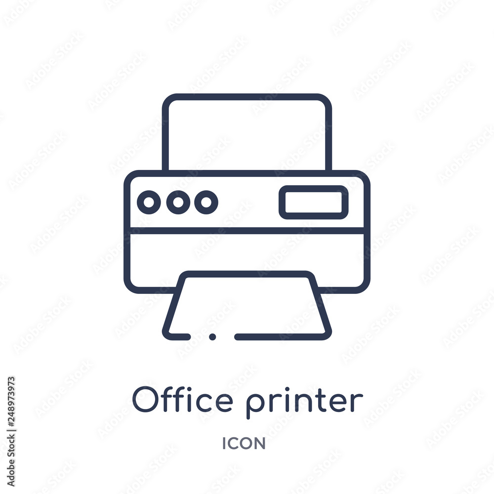 office printer icon from technology outline collection. Thin line office printer icon isolated on white background. office printer icon from technology outline collection. Thin line office printer icon isolated on white background.