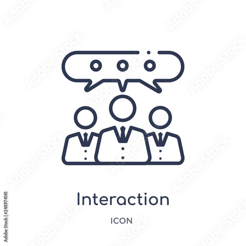 interaction icon from technology outline collection. Thin line interaction icon isolated on white background.