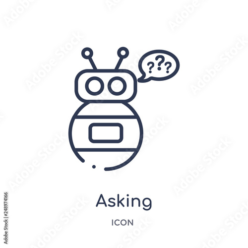 asking icon from technology outline collection. Thin line asking icon isolated on white background.