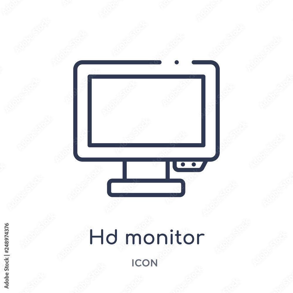 hd monitor icon from technology outline collection. Thin line hd monitor icon isolated on white background. hd monitor icon from technology outline collection. Thin line hd monitor icon isolated on white background.