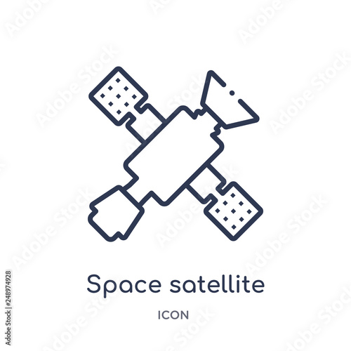 space satellite icon from technology outline collection. Thin line space satellite icon isolated on white background.