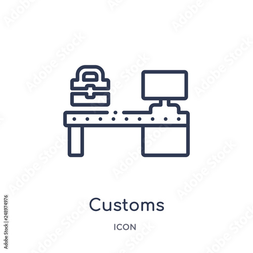 customs icon from technology outline collection. Thin line customs icon isolated on white background.