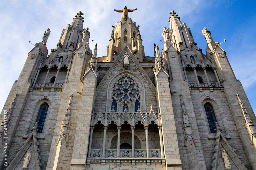 Church of the Sacred Heart of Jesus,located on the summit of Mount Tibidabo in Barcelona, Catalonia, Spain