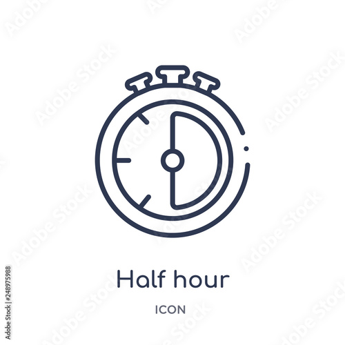 half hour icon from technology outline collection. Thin line half hour icon isolated on white background.