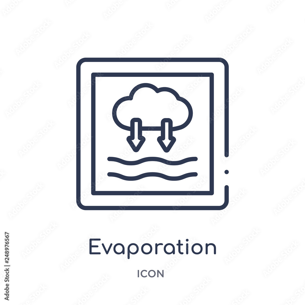 evaporation icon from technology outline collection. Thin line evaporation icon isolated on white background. evaporation icon from technology outline collection. Thin line evaporation icon isolated on white background.