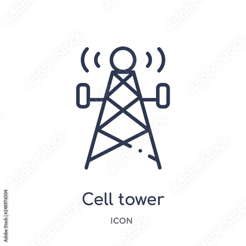 cell tower icon from technology outline collection. Thin line cell tower icon isolated on white background.