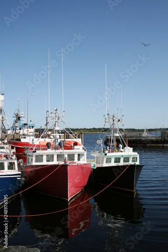 Fishing boats moored in Yarmouth, Nova Scotia, Canada.