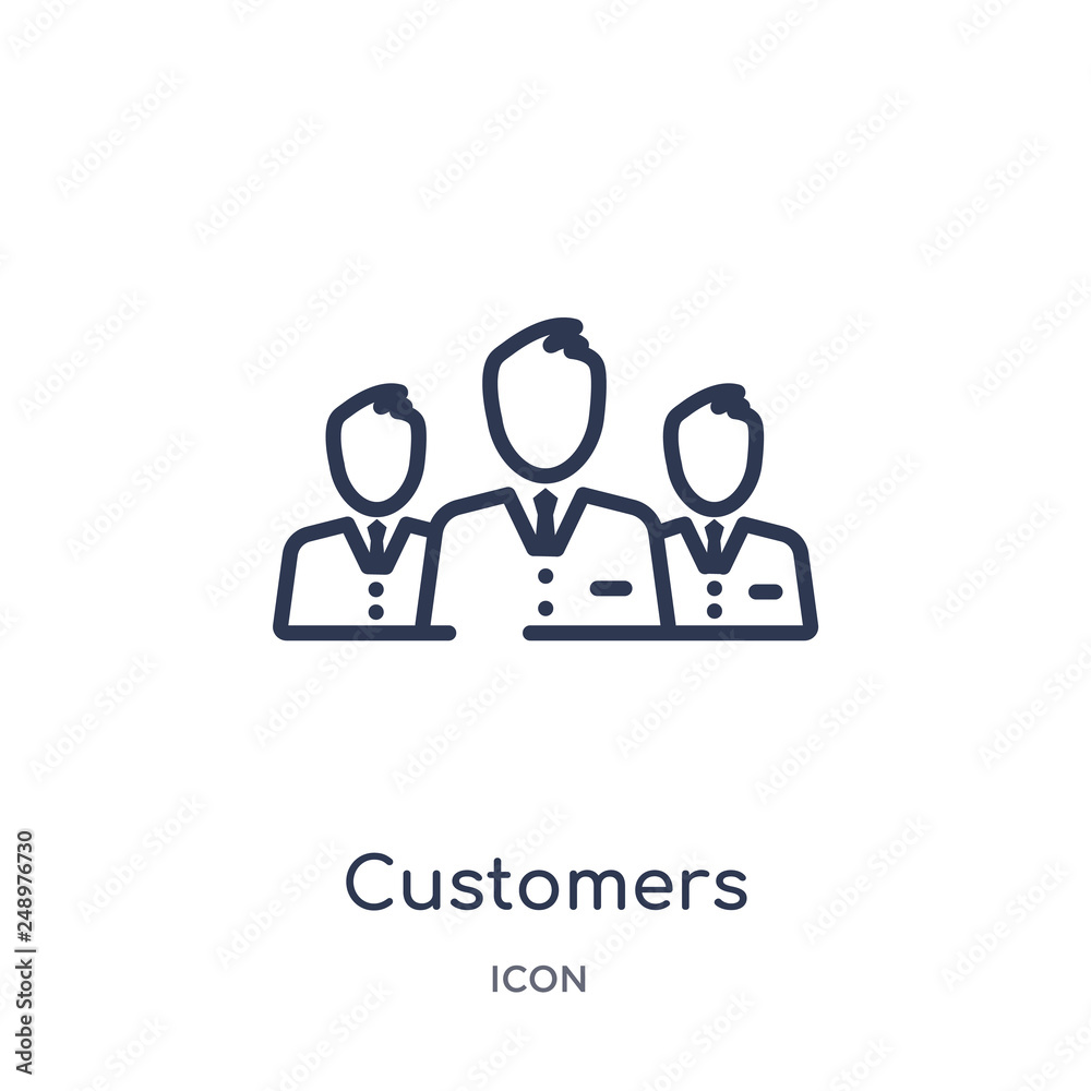 customers icon from technology outline collection. Thin line customers icon isolated on white background. customers icon from technology outline collection. Thin line customers icon isolated on white background.