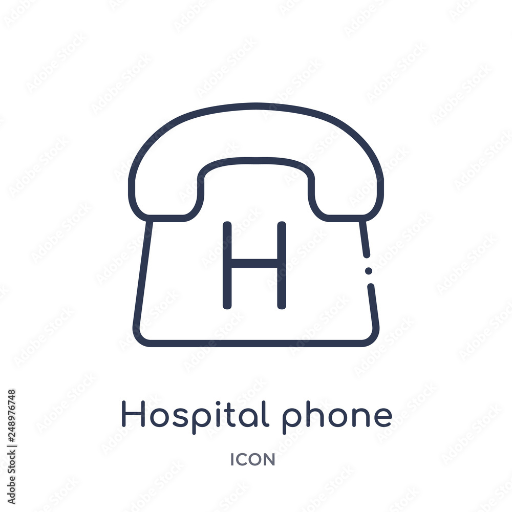 hospital phone icon from technology outline collection. Thin line hospital phone icon isolated on white background.