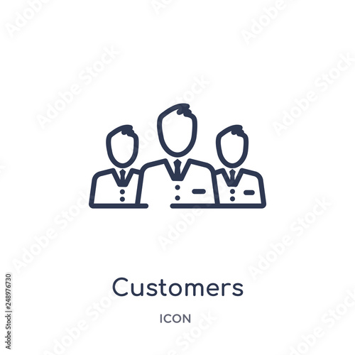 customers icon from technology outline collection. Thin line customers icon isolated on white background.
