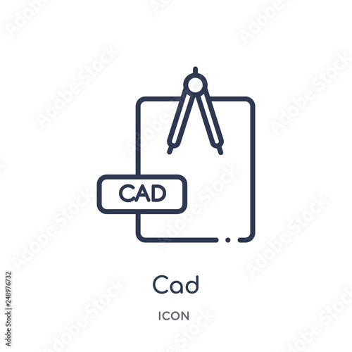 cad icon from technology outline collection. Thin line cad icon isolated on white background.