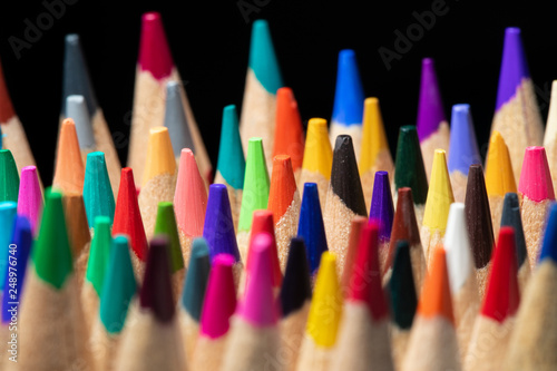 Tableau sur toile A set of colored pencils for drawing macro photography.