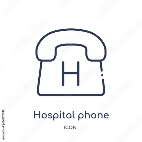 hospital phone icon from technology outline collection. Thin line hospital phone icon isolated on white background.