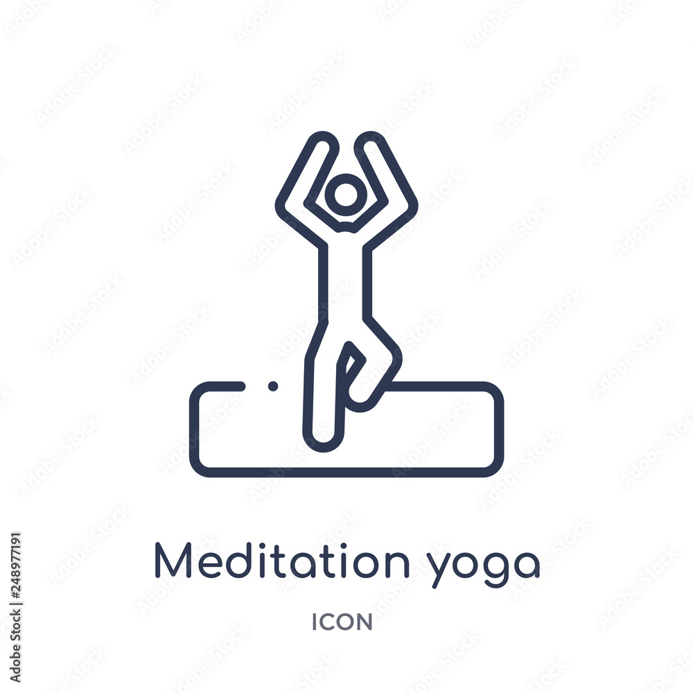 meditation yoga posture icon from sports outline collection. Thin line meditation yoga posture icon isolated on white background. meditation yoga posture icon from sports outline collection. Thin line meditation yoga posture icon isolated on white background.