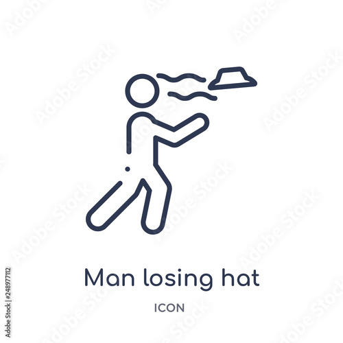 man losing hat icon from sports outline collection. Thin line man losing hat icon isolated on white background.