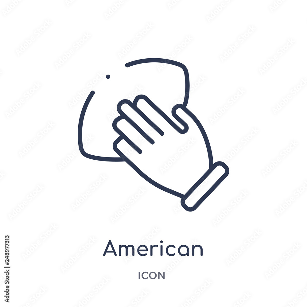 american football player hand holding the ball icon from sports outline collection. Thin line american football player hand holding the ball icon isolated on white background. american football player hand holding the ball icon from sports outline collection. Thin line american football player hand holding the ball icon isolated on white background.