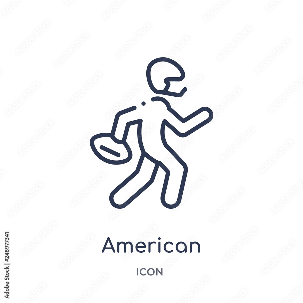 american football player running with the ball icon from sports outline collection. Thin line american football player running with the ball icon isolated on white background. american football player running with the ball icon from sports outline collection. Thin line american football player running with the ball icon isolated on white background.