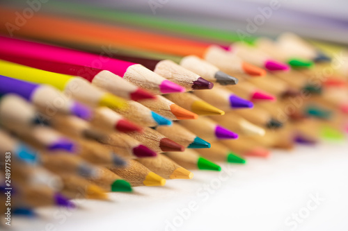 Tableau sur toile A set of colored pencils for drawing macro photography.