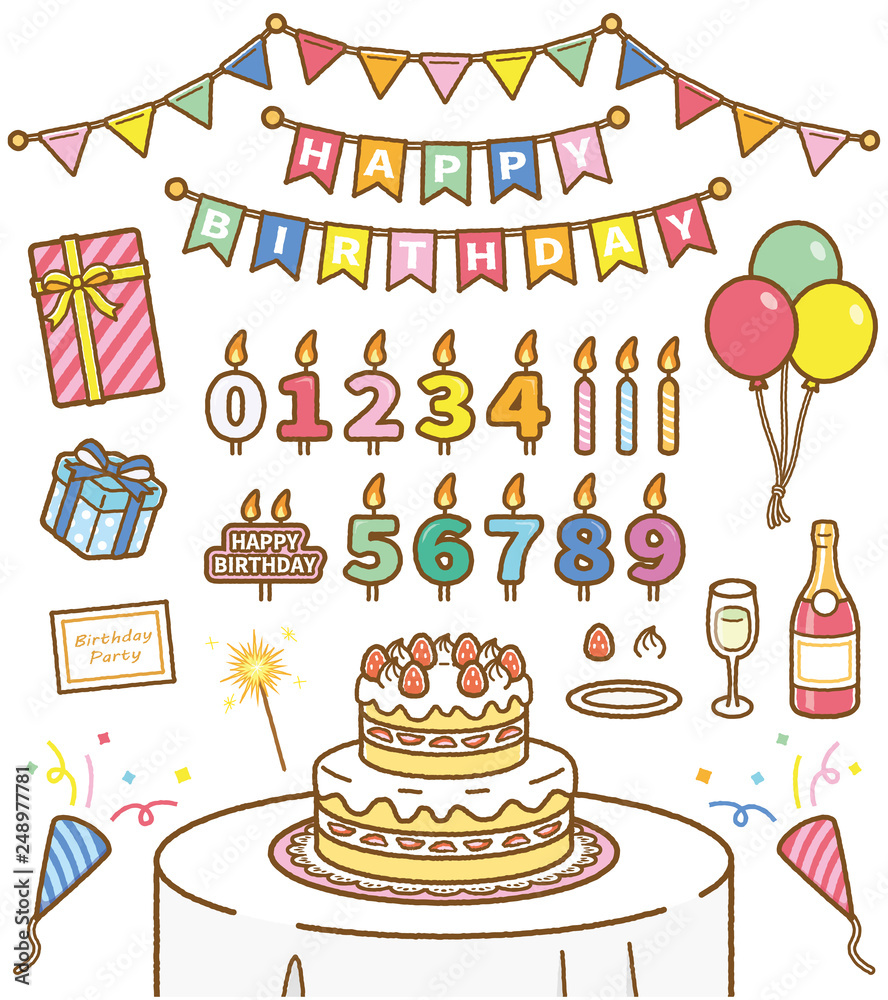 Happy Birthday セット素材 Stock Vector Adobe Stock