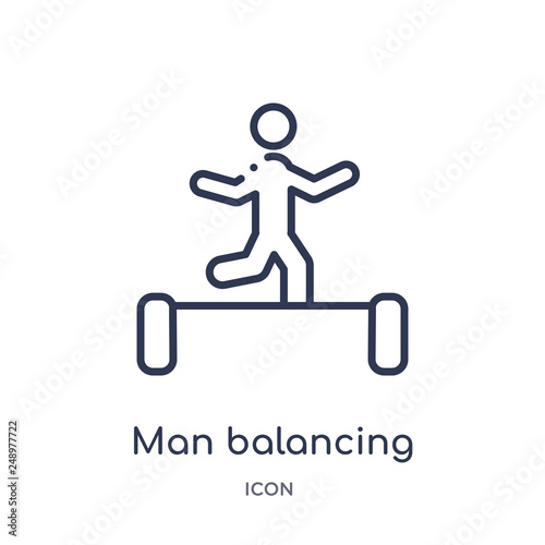 man balancing icon from sports outline collection. Thin line man balancing icon isolated on white background.