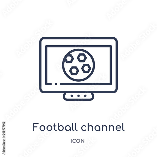 football channel icon from sports outline collection. Thin line football channel icon isolated on white background.