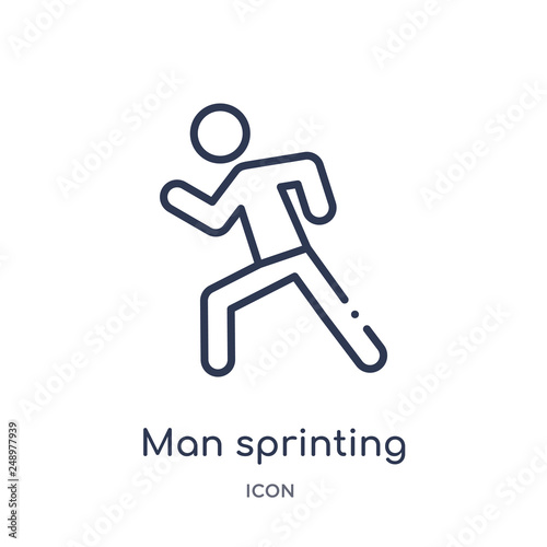 man sprinting icon from sports outline collection. Thin line man sprinting icon isolated on white background.