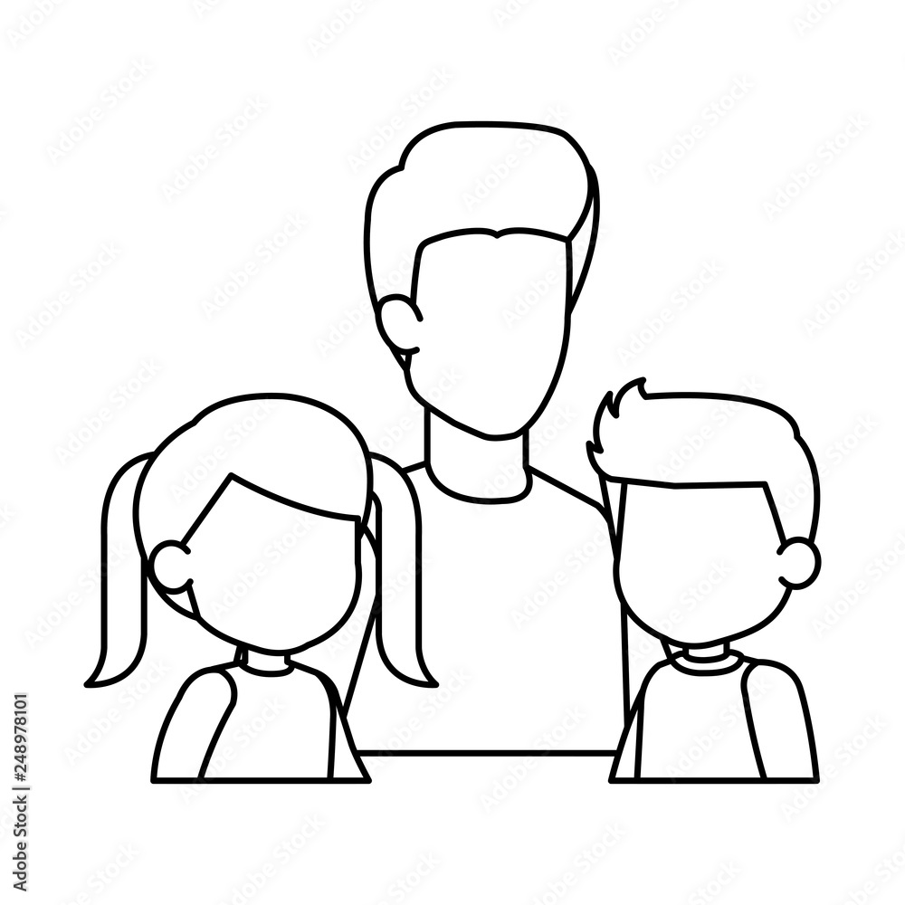 father with son and daughter characters father with son and daughter characters