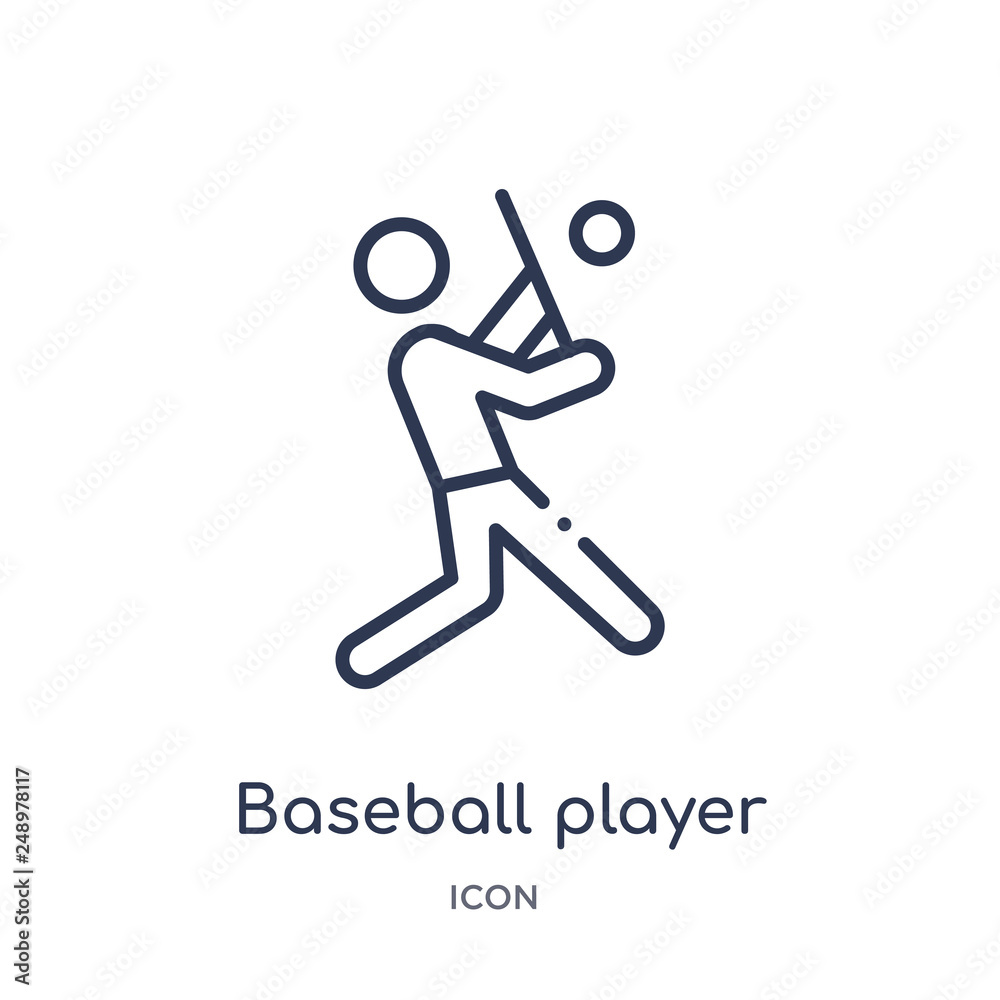 baseball player with bat icon from sports outline collection. Thin line baseball player with bat icon isolated on white background. baseball player with bat icon from sports outline collection. Thin line baseball player with bat icon isolated on white background.