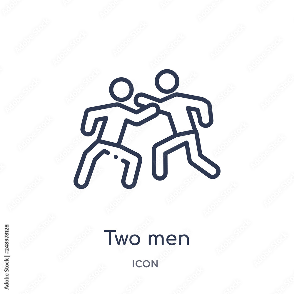two men practicing karate icon from sports outline collection. Thin line two men practicing karate icon isolated on white background. two men practicing karate icon from sports outline collection. Thin line two men practicing karate icon isolated on white background.