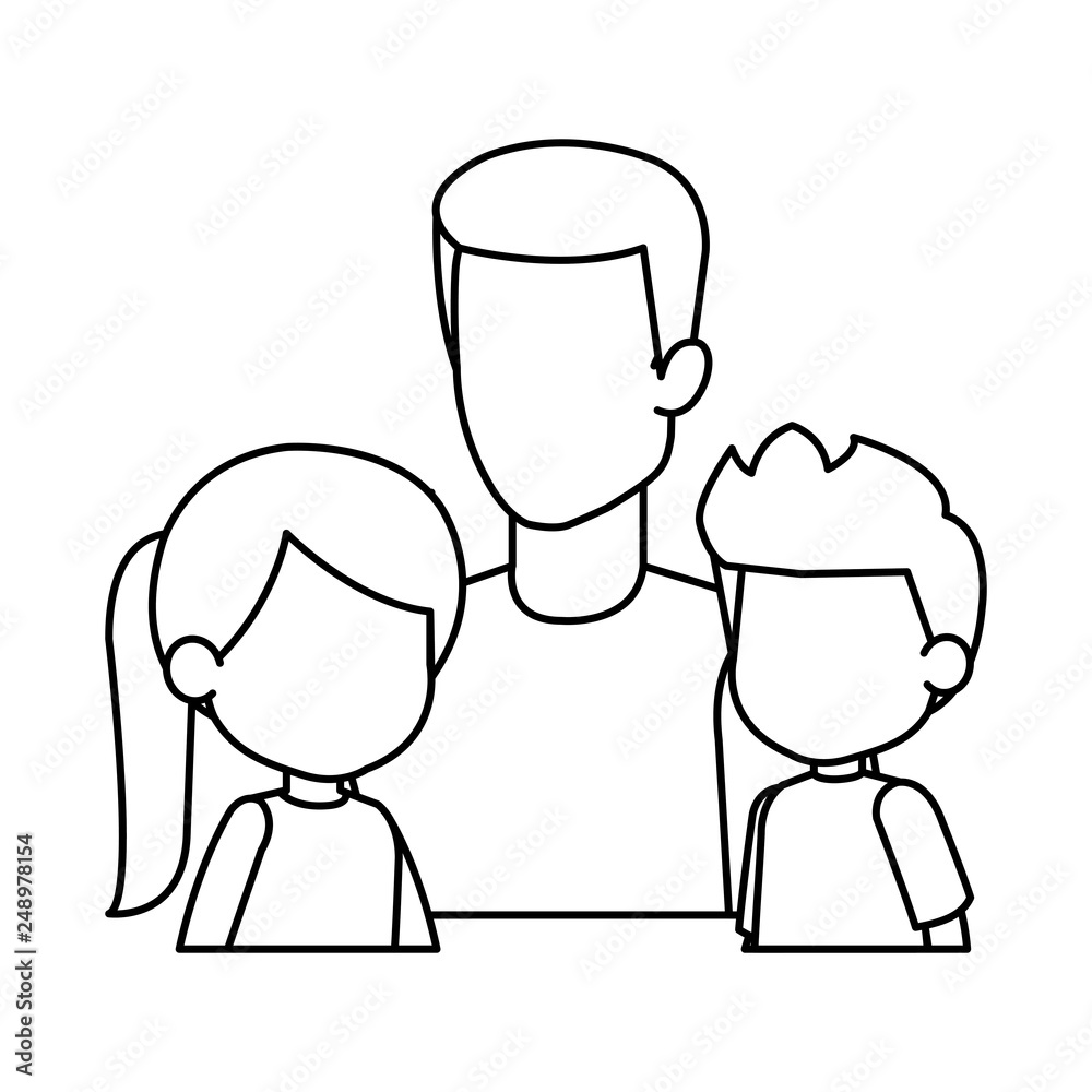 father with son and daughter characters father with son and daughter characters