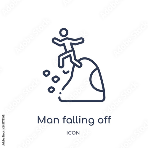 man falling off a precipice icon from sports outline collection. Thin line man falling off a precipice icon isolated on white background.